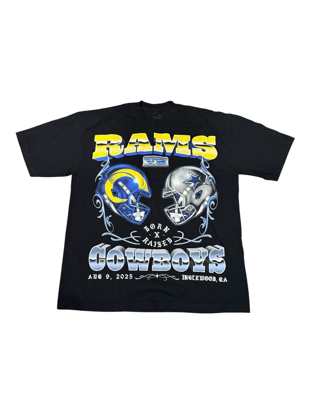 Born X Raised Rams and Cowboys Shirt Men’s Sz L